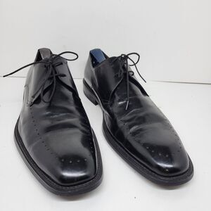 Pierre Cardin "ROME" Mens Black Leather 2 Eye Derbys Size US 8.5